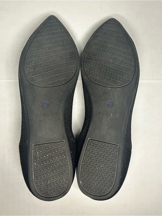 Rothy's Size 10 Black The Point II Knit Ballet Flats with Blue Trim - Picture 3 of 9